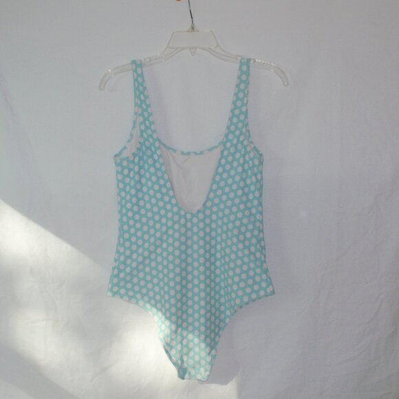 Aerie Blue and White Polka Dot One piece Swim Suit One-piece Cheeky L - Picture 5 of 11
